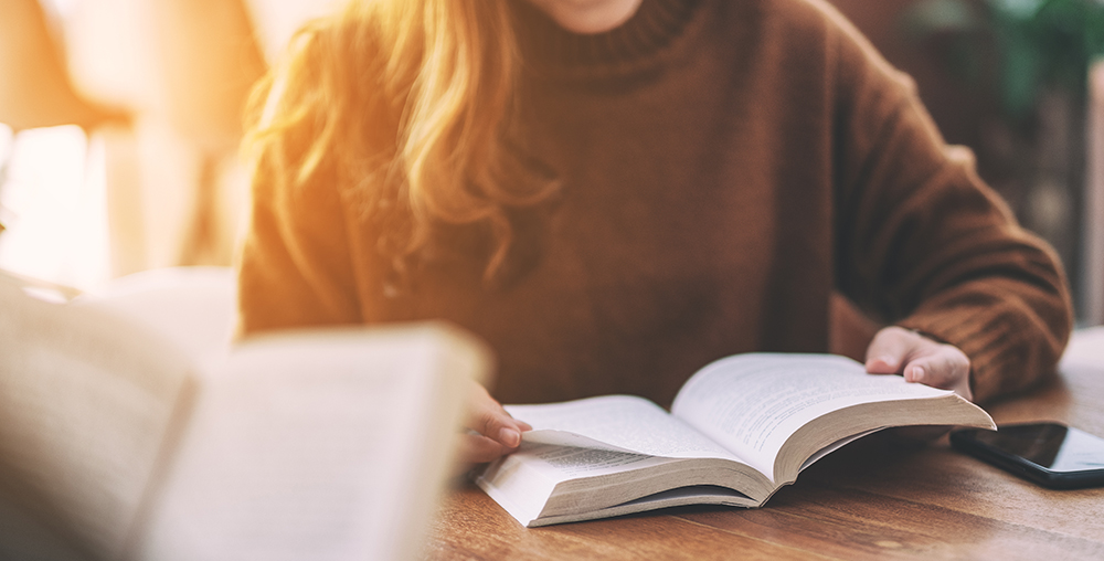 woman reading a book