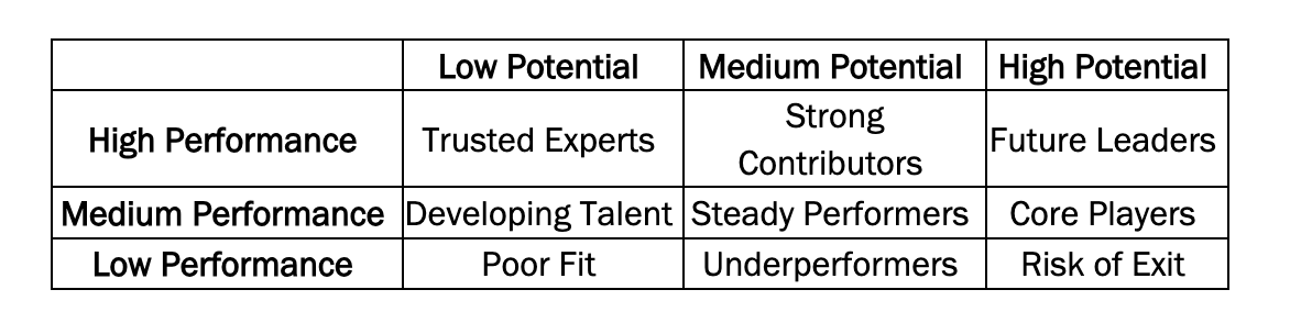 chart showing 9 box matrix